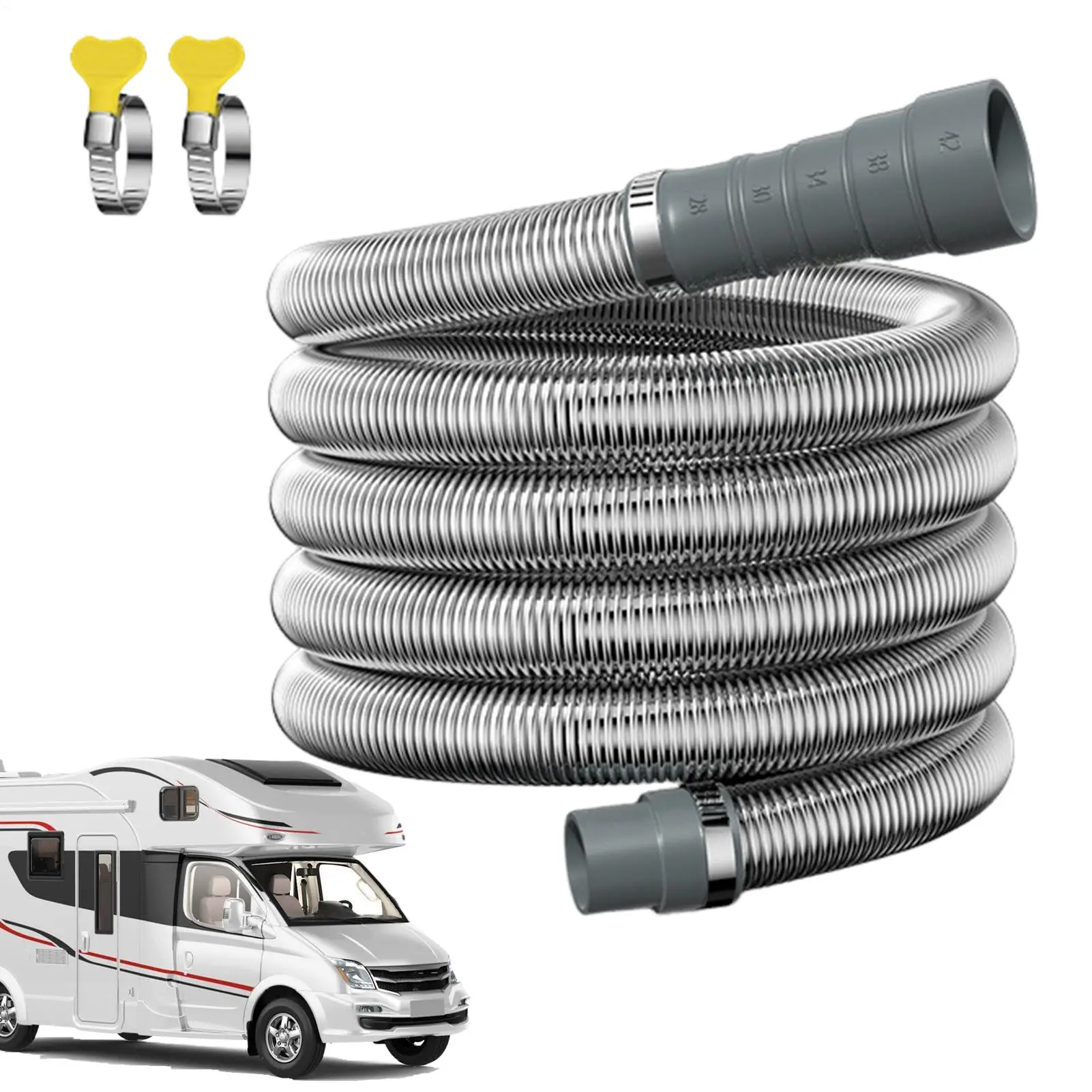 

Rv Drain Hose Caravan Drain Pipe with Adjustable Adapter Rv Waste Hose for Motorhome Caravan Trailer Garden Camping Septic