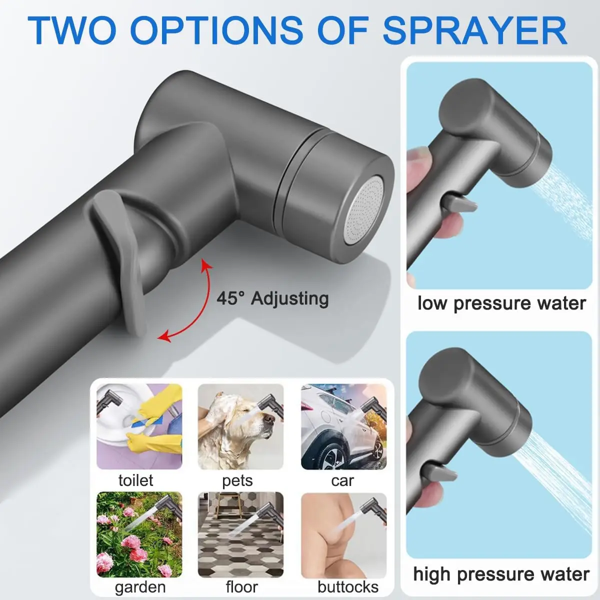 Bidet Toilet Sprayer Set Spray Water Bathroom Handheld Bidet Sprayer Toilet Shower Double Outlet Angle Valve Toilet Accessories