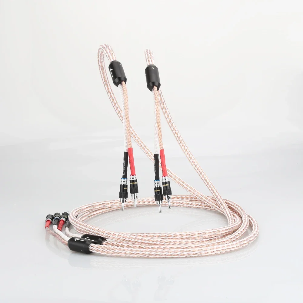 คู่ Audiocrast HiFi สายลําโพงสายลําโพงโรเดียมชุบกล้วยปลั๊ก 10AWG (OFC) สายลําโพง