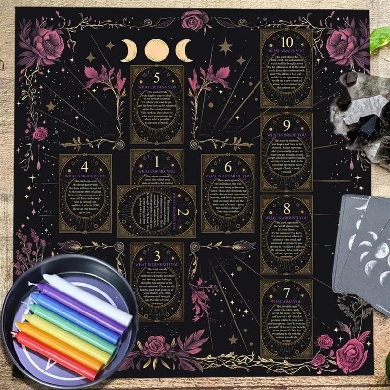 M5TC Reading Card Astrologys Tablecloth Tarots Divinations Tablecloth Altars Cloth Divinations Board Game Accessories
