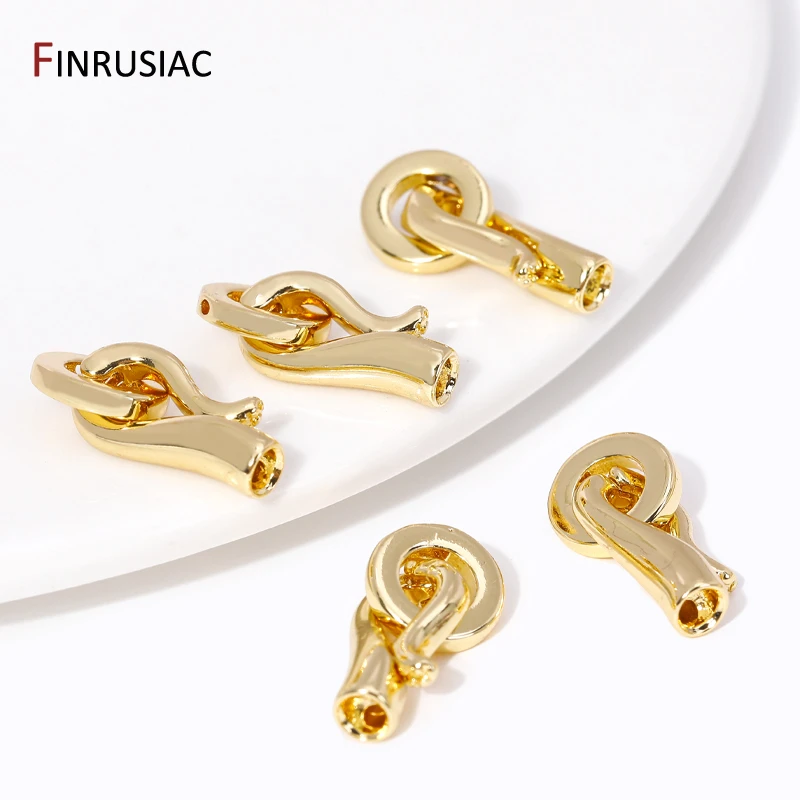 18K Gold Plated Brass Pearl Clasp Connector Beads End Caps Fastener Clasps For DIY Handmade Bracelet Jewelry Making Findings