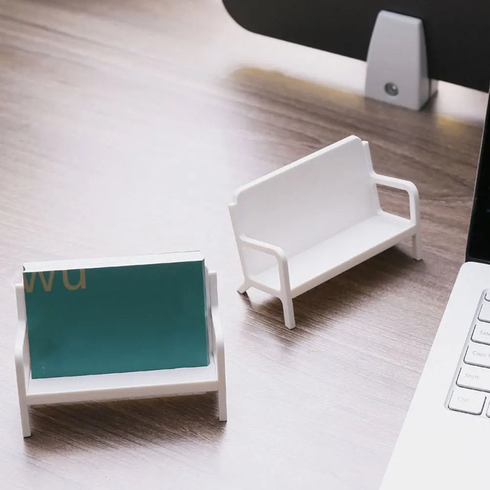 Business Cards Holder Unique Large Capacity Plastic Desktop Cards Organizer Office Supply Stand White