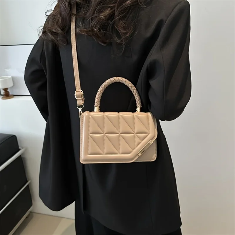 

Diamond Grid Solid Color Casual Hand-held Shoulder Bag, Fashion Leather Women's Crossbody Bags, Suitable for Commuting Banquets