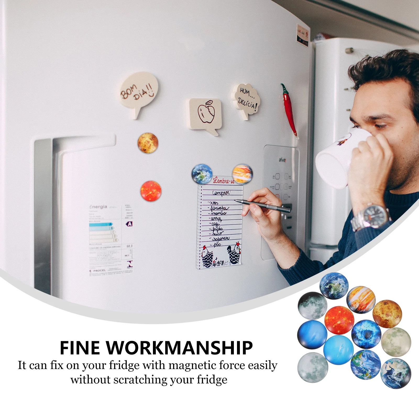 12 шт. магнитные наклейки на стекло холодильника с рисунком планеты, магниты на холодильник, декоративная фиксация заметок, фотографии, магниты на холодильник, наклейка