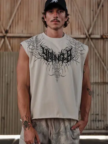 Imagen 2 del producto Nuevo top sin mangas de gran tamaño para hombre, pantalones cortos deportivos de algodón para Fitness, pantalones para correr, gimnasio, chaleco de entrenamiento para correr, top de verano