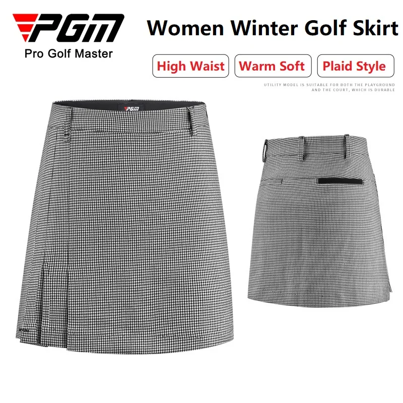 PGM Abbigliamento da golf Gonna da donna Gonna avvolgente Vita alta Tuta sottile Donna Vintage Plaid Golf Skorts Autunno Inverno Culottes