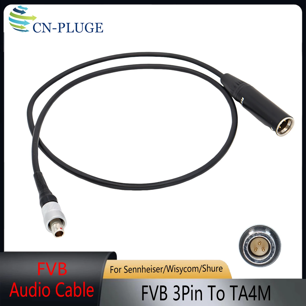 FVB 3Pin to TA4M 4Pin TQG Male Audio Cable for Shure /Sennheiser SK2000/Wisycom MTP40/Zaxcom Wireless Transmitter Lapel Mic Cord
