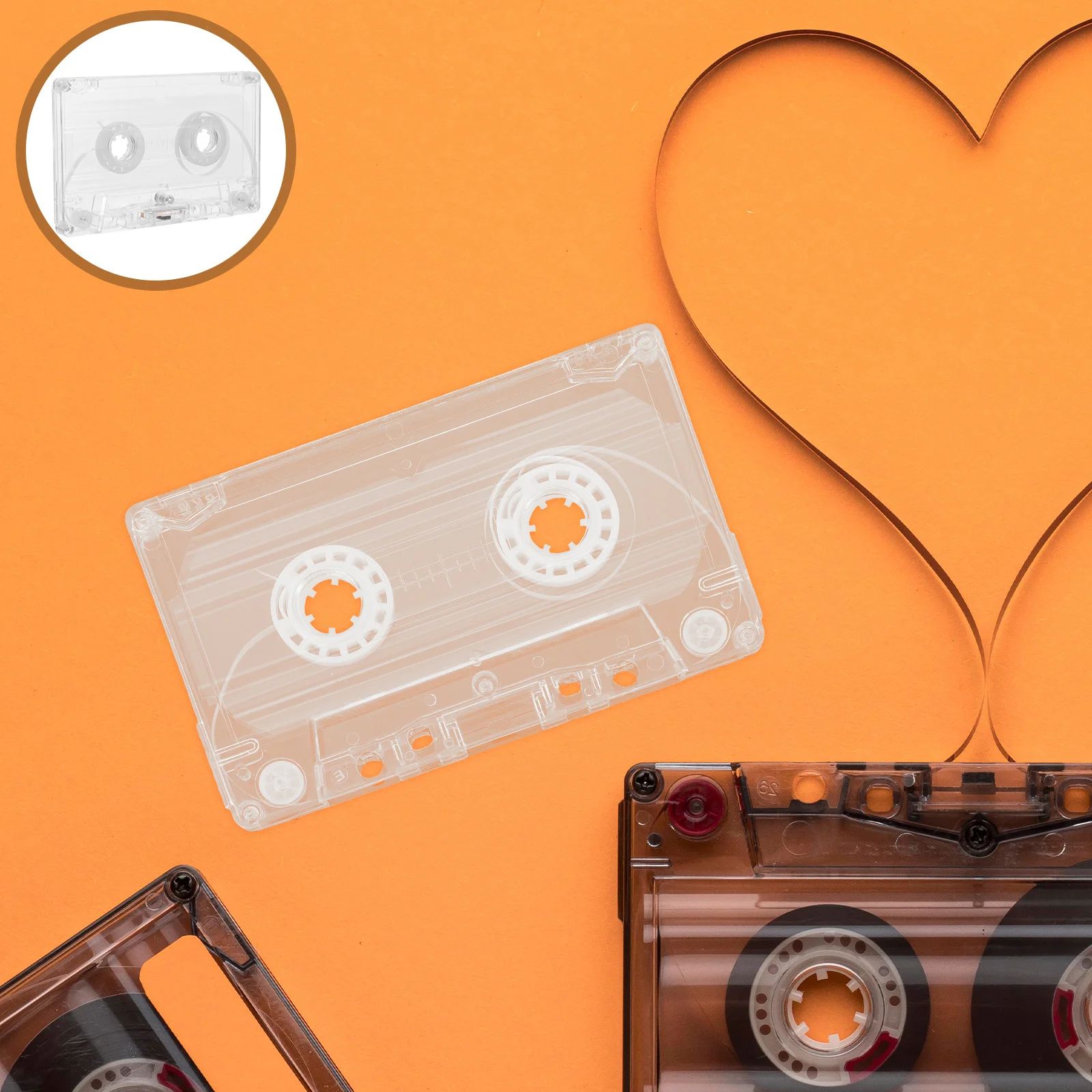 

4pcs Holder Retro Cassette Storage Box Durable Portable Design For Music Collection Travel Office Home Use Cassette