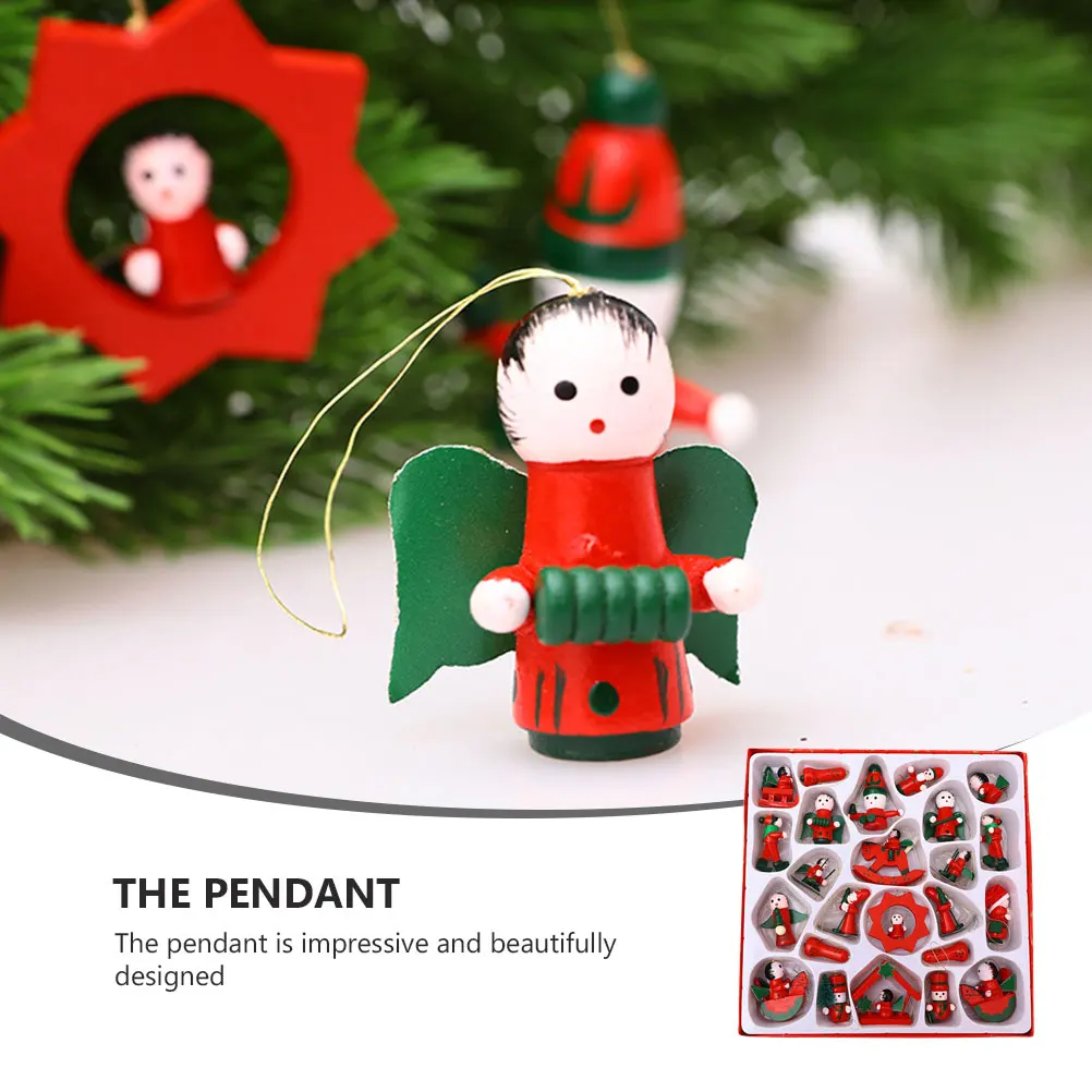 

24 Pcs Creative Gift Decoration Decorations DIY Adornment Hanging Puzzle Xmas Christmas Party Ornaments Wooden Pendant Prop