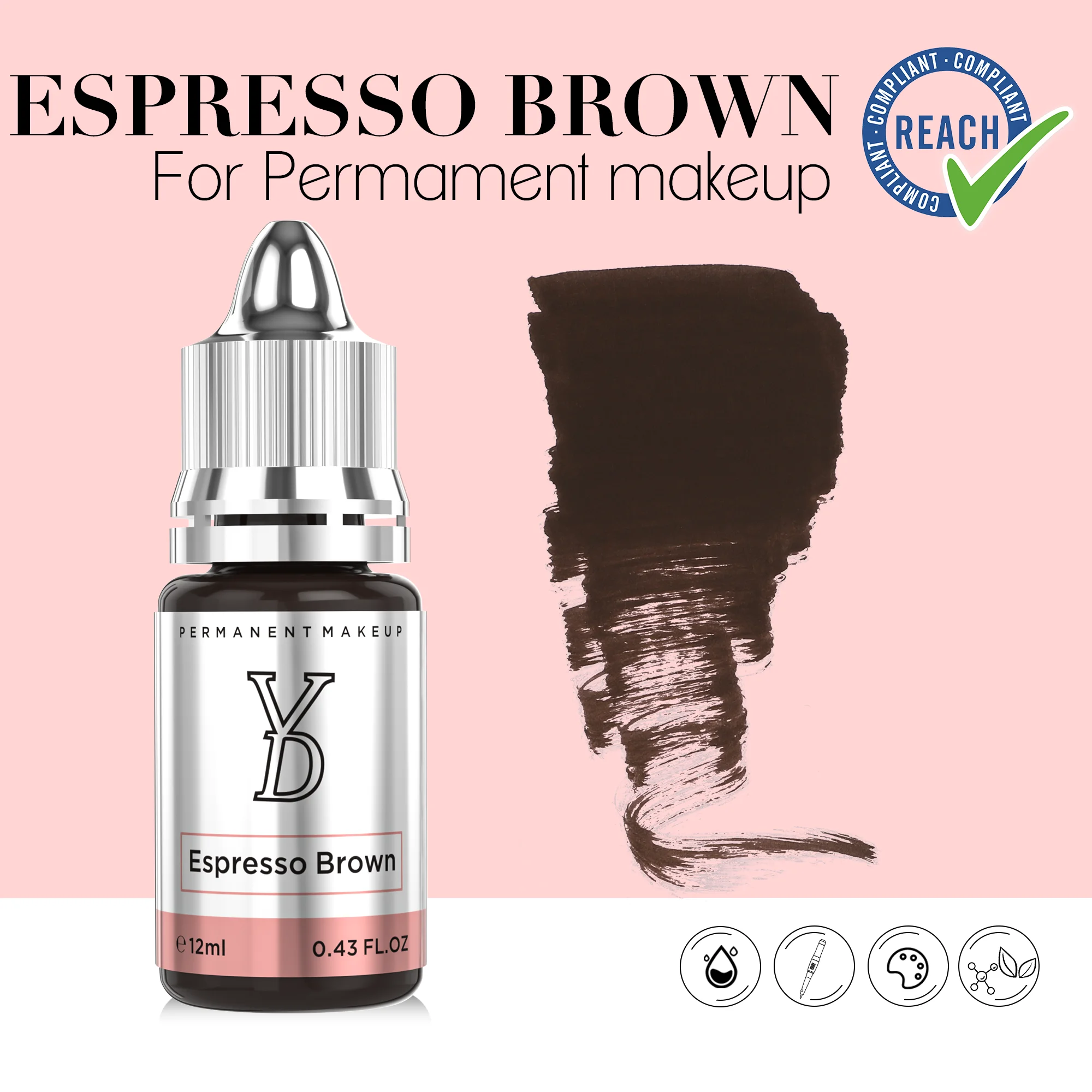 Espresso Brown-YD 12ML Tattoo Ink Professional Powder Liquid Pigment Tattoo Beauty Paints Makeup Semi-permanent Tattoo Supplies