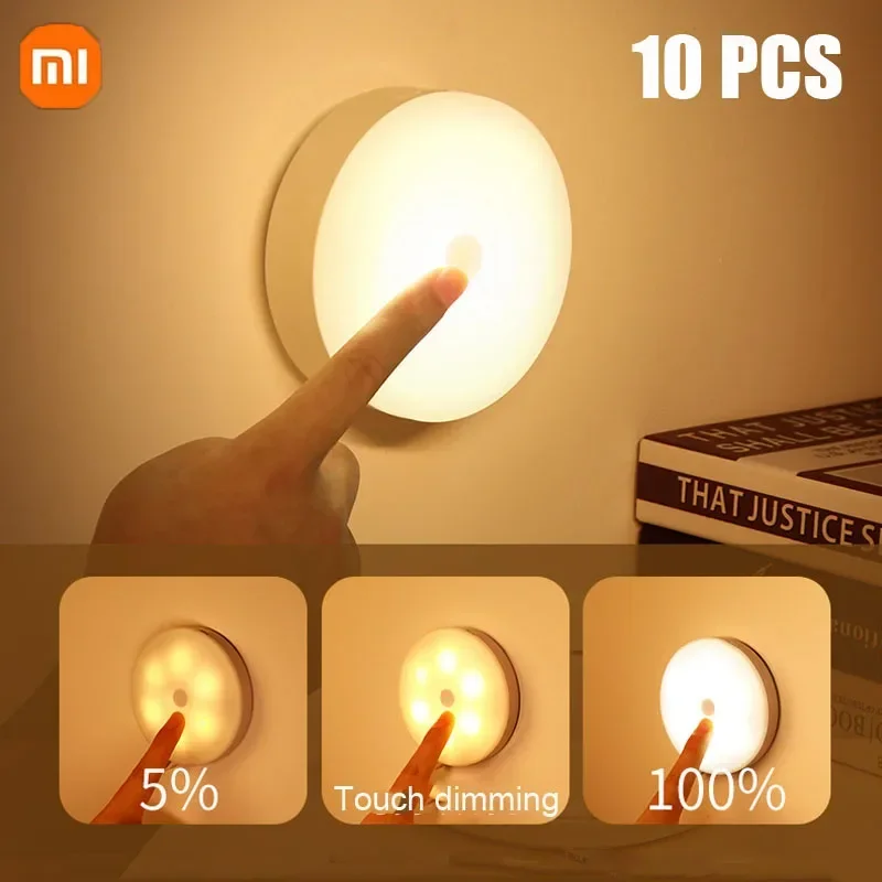 Xiaomi LED Touch Night Light 500mAh Battery USB Rechargeable Wireless Led Lamp Magnetic For Bedroom Bedside Table Lighting Stars