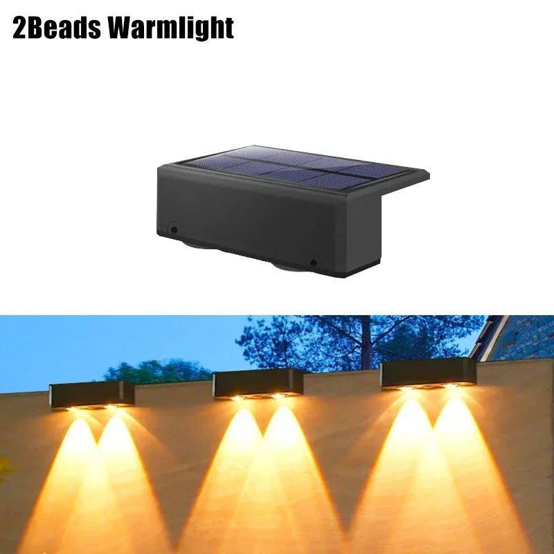 VENUSWING 1/2/6 Stück Solar-Wandleuchte für den Außenbereich, wasserdichte Zaunlampe, ultrastarke Strahlerbeleuchtung für Gartenzaun oder Außenwand 3