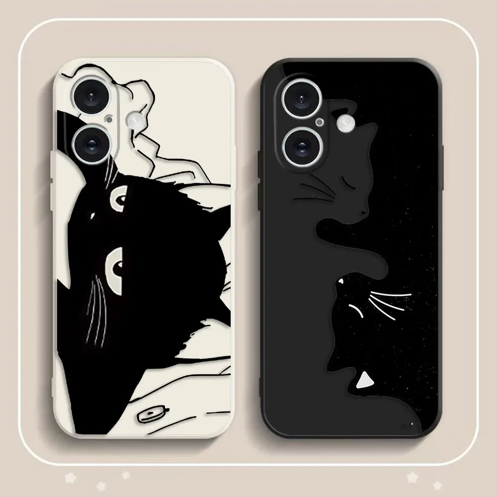 

Funny Black Cat Custom Photo Phone Case For iphone Apple 16 16E 15 14 13 12 11 X XS XR 8 7 PRO MAX PLUS 5G Silicone Case Funda