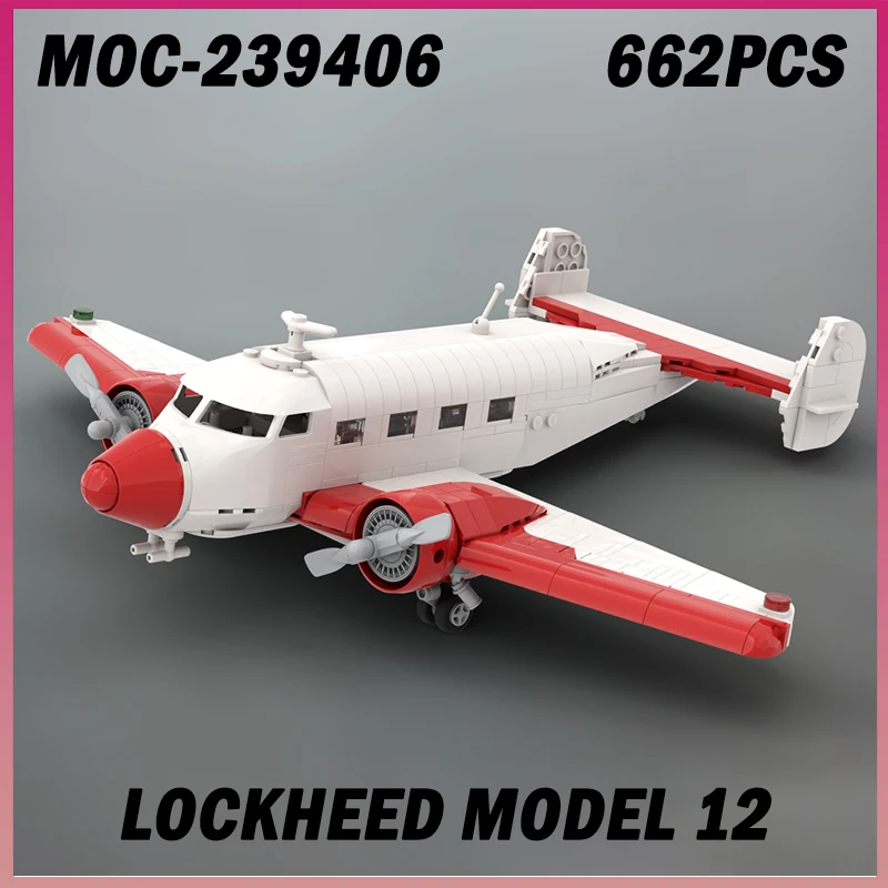 662 قطعة MOC-239406 لوكهيد نموذج 12 طائرة عسكرية طائرة مدينة نموذج طائرة اللبنات الطوب لعبة التجميع الإبداعي #1