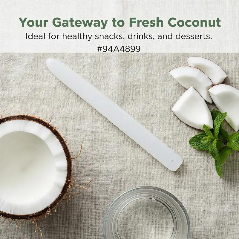2Pcs Coconut Opener Kit Soft Meat Removal Plastic Knife Sturdy Long Handle Portable for Hiking Camping Outdoor Fruit Needs