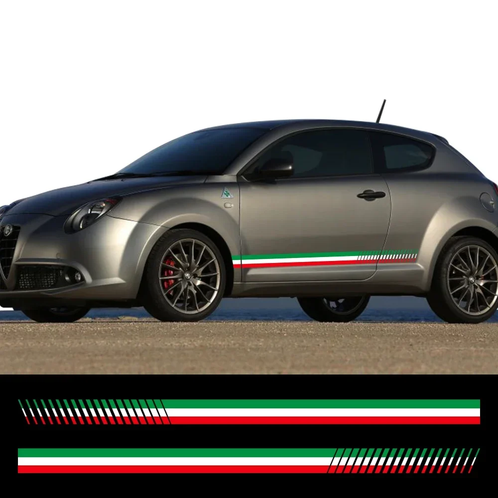 2PCS Auto Porta Laterale Skrit Styling Adesivi Auto-adesivi Lunga Striscia Pellicola Del Vinile Decalcomanie Auto Tuning Accessori Per Alfa Romeo Mito