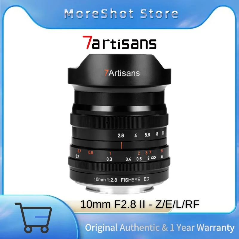 7artisans 10mm F2.8 II Full Frame Ultra Wide Angle Fisheye Lens 185° Manual Focus for Canon RF Sony E Nikon Z Leica L Mirrorless