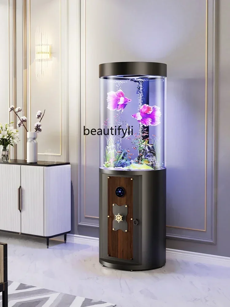 

smt7486 Acrylic Living Room Company Office Mute Change Water Small Smart Fish Globe Cylindrical Fish Tank