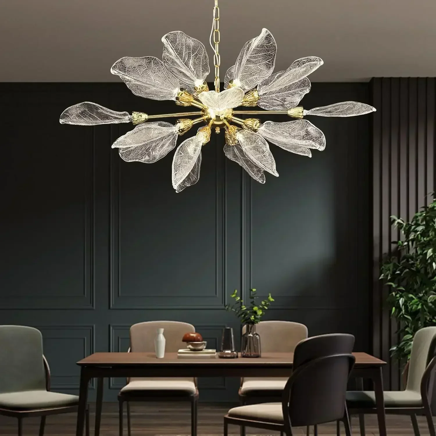 

Modern Leaf Ceiling Hanging Chandelier Living Room Kitchen Island Artist Designer Bedroom Chandelier Pendant Lamp Decor