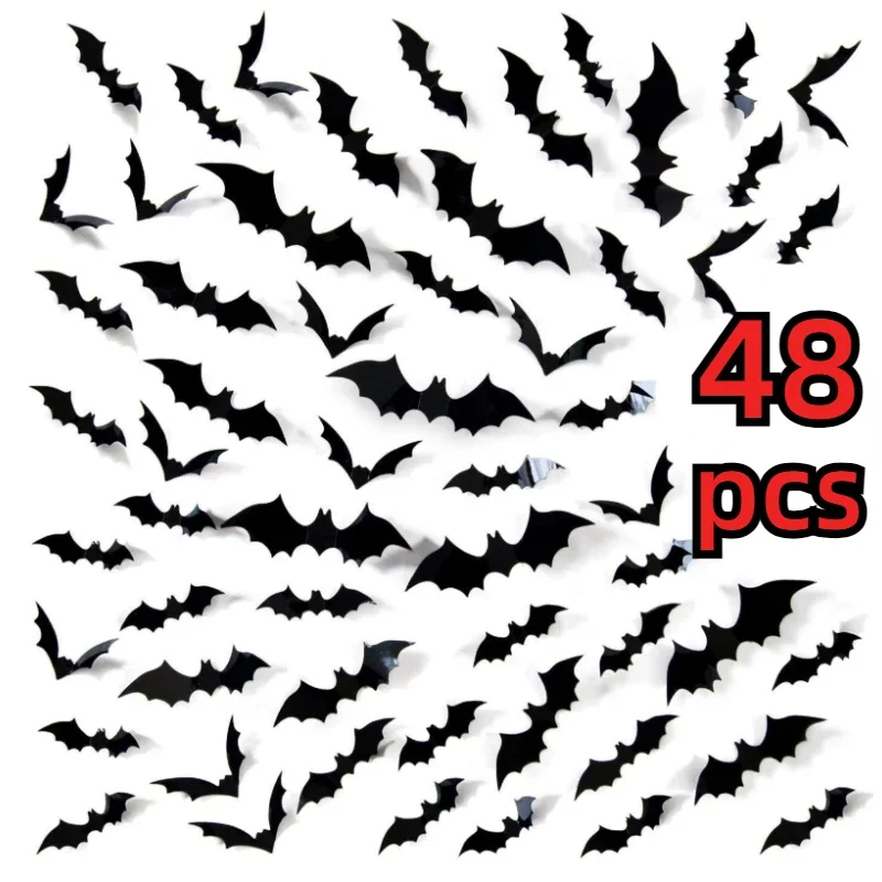 

Halloween Decoration 3D Black PVC Bat Halloween Party DIY Decor Wall Sticker Bar Room Halloween Party Scary Decos Props