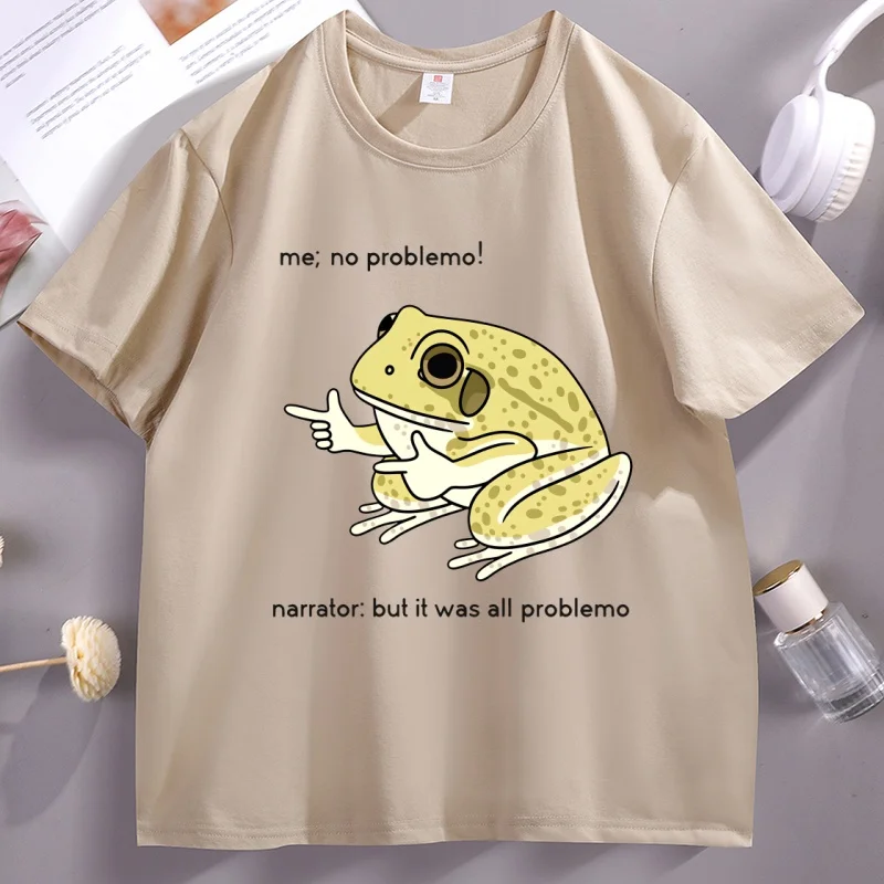 

Funny Frog Me No Problemo Tshirt Casual Cotton Short Sleeve Tee Shirt Loose Humor Graphic T Shirts Men Women Streetwear Clothes