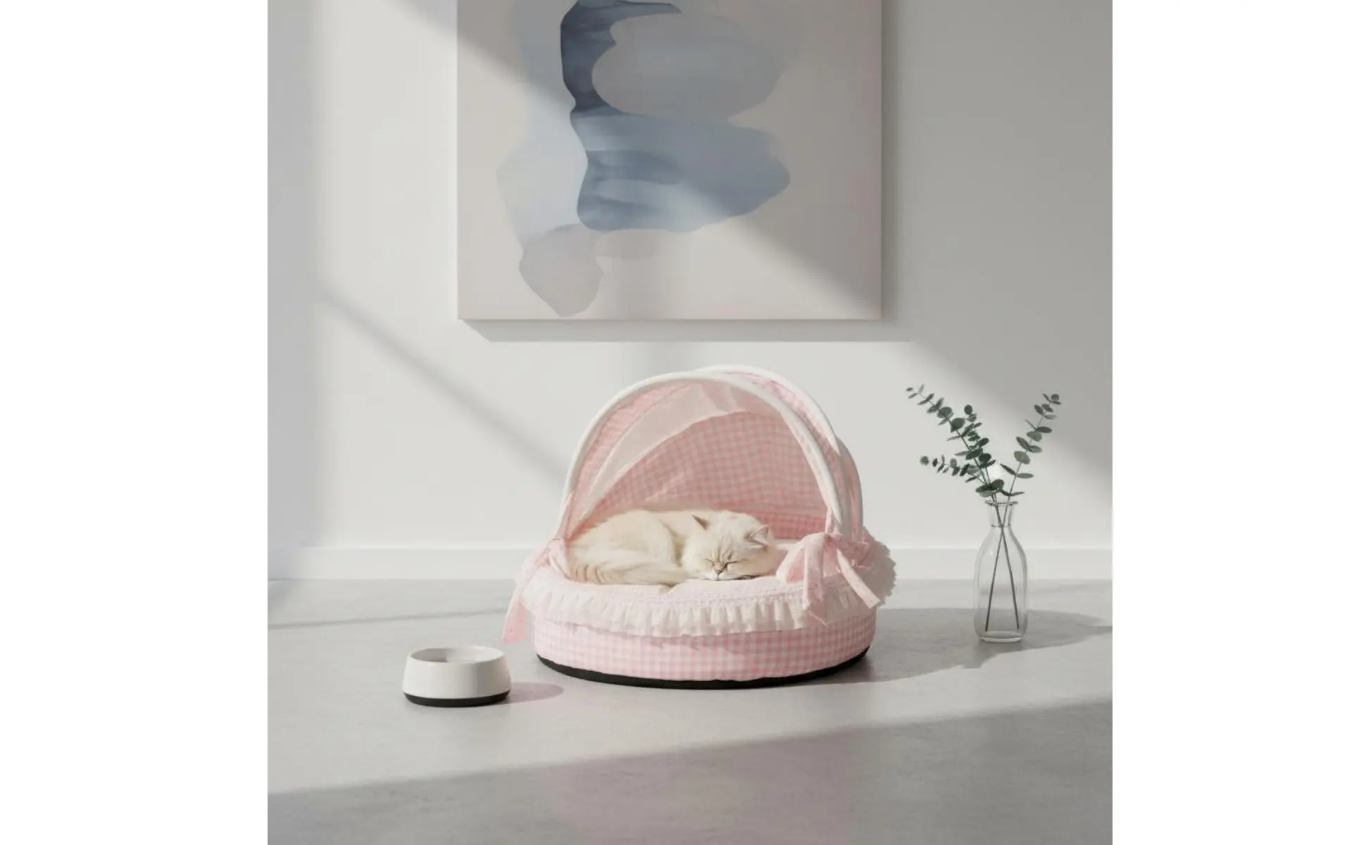 Princess Design Feline Bed Breathable Semi Enclosed Pet Bed Cradle Pet Nest Soft Lace Trim for Cats