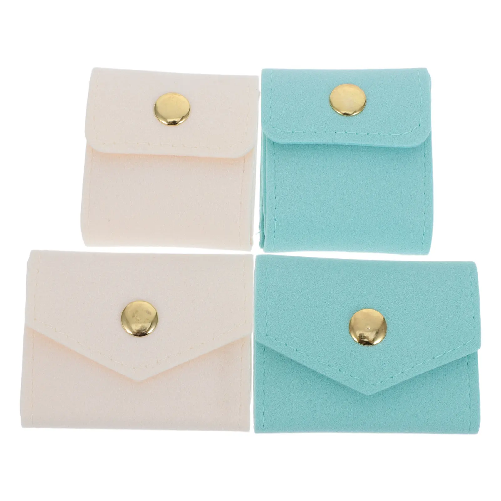 

4Pcs Travel Jewelry Organizer Case Compact Mini Pouch for Rings Necklaces Earrings Portable Storage Bag Microfiber Lining Zipper