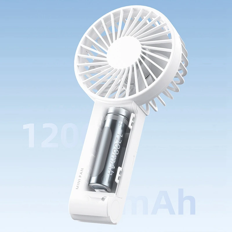 USB Mini Fan Rechargeable 1200Mah Portable Handheld Fan Lazy Travel Shopping Cooling Mute Fan Air Cooler Fan