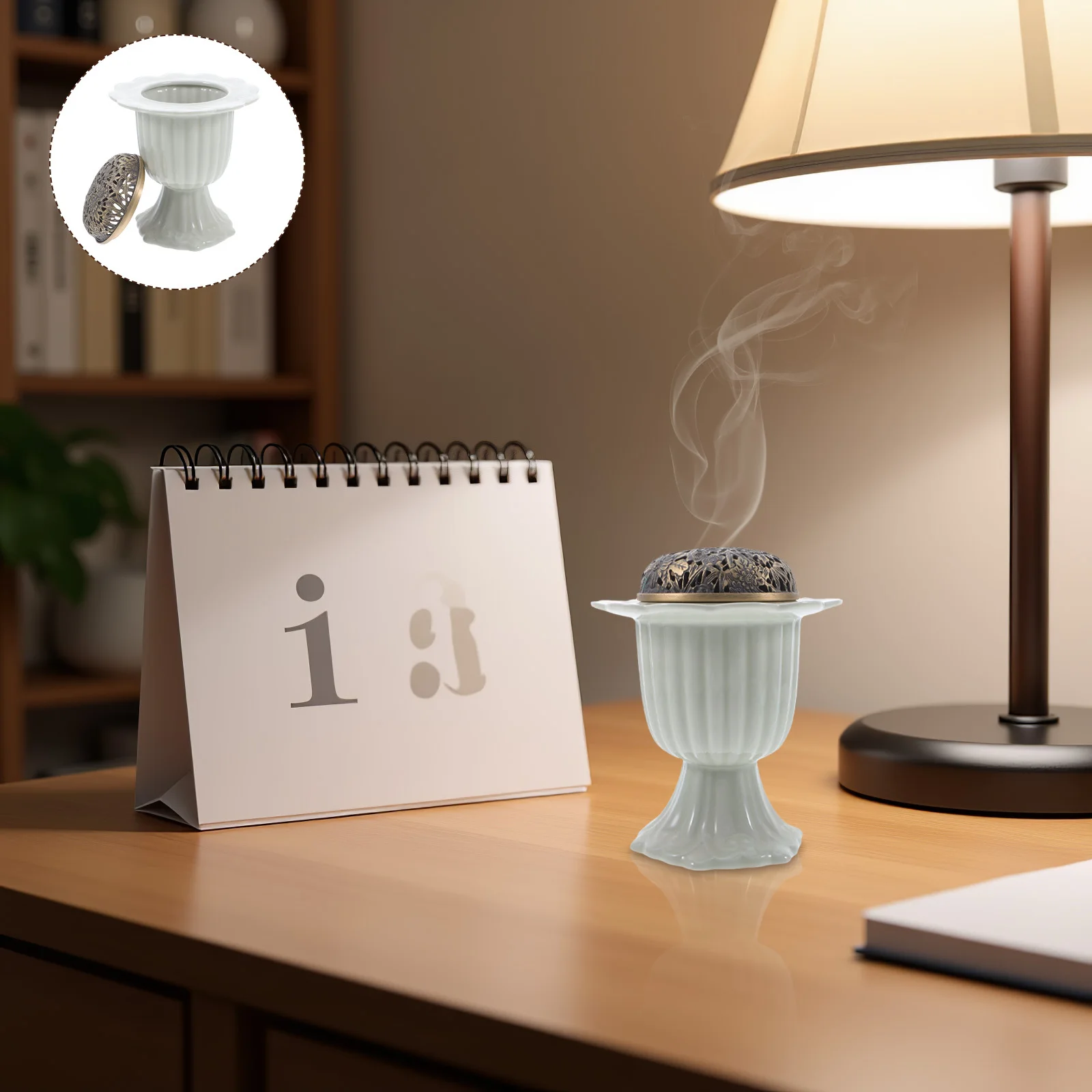 

Chinese Ceramic Vintage Style Incense Burner High Foot Stable Structure for Zen Meditation Yoga Tea Ceremony Aromatherapy Home