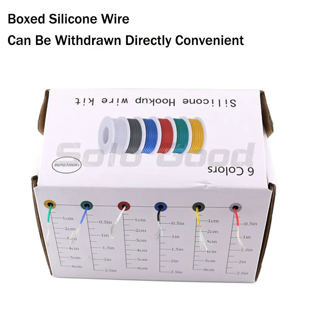 Гибкие мягкие силиконовые луженые провода 20awg 24AWG, 6 цветов, разные электрические многожильные строительные кабели для самостоятельной сборки