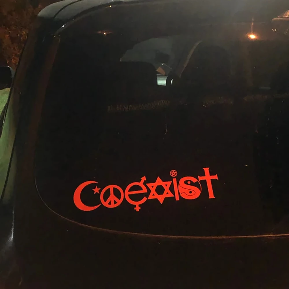 Coexist Car Stickers Signal Gossip Star Moon Stickers on Car Geometry Car Stickers Auto Reflective Exterior Decor Accessories