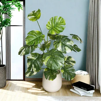 Planta Monstera de 65/100cm, hoja de plástico, rama de planta falsa, planta Artificial ornamental realista para decoración del hogar y la Oficina