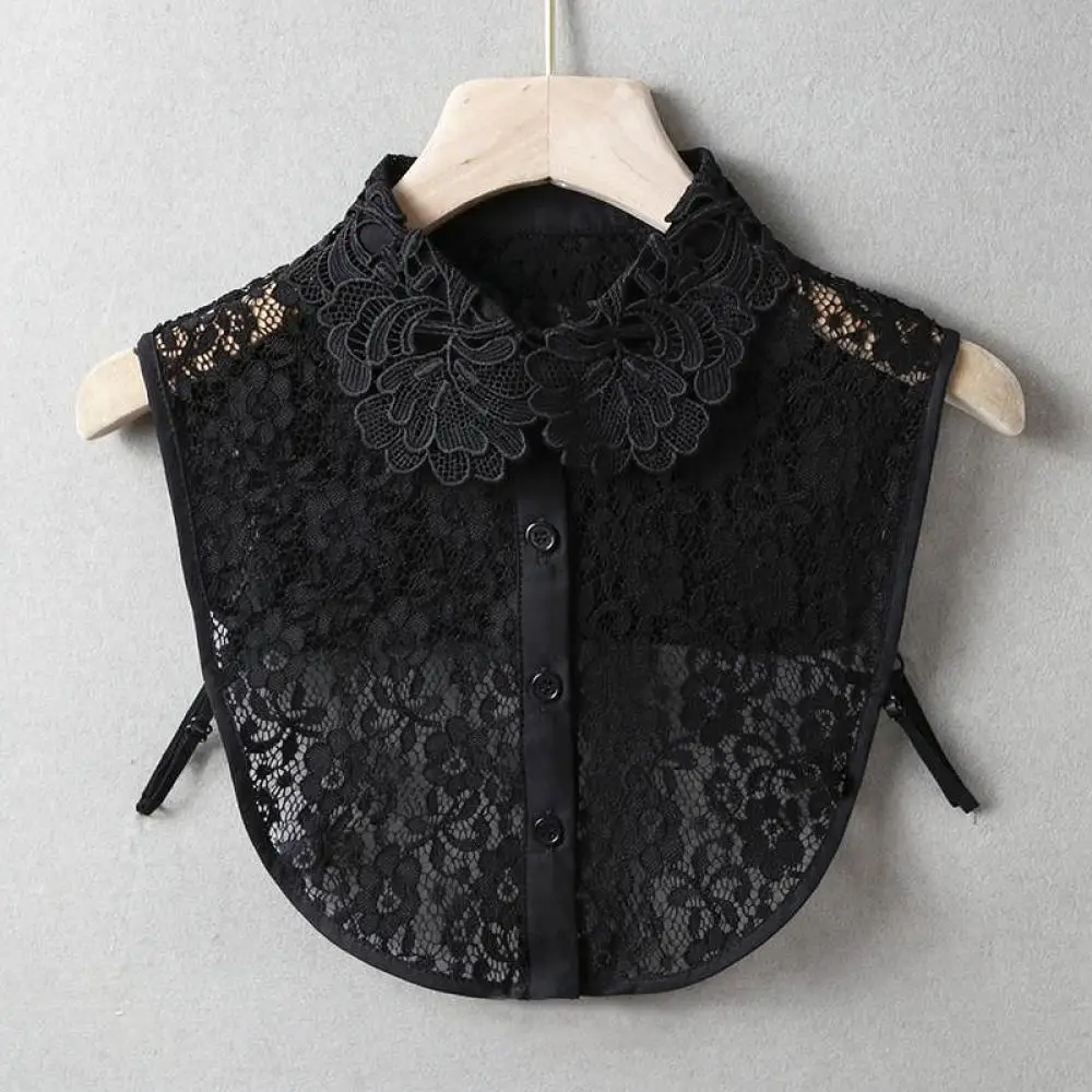 Elegant Lace Detachable Collar Women Decorative False Neck Versatile Floral Embroidery For Autumn Winter Sweater Dress Accessory