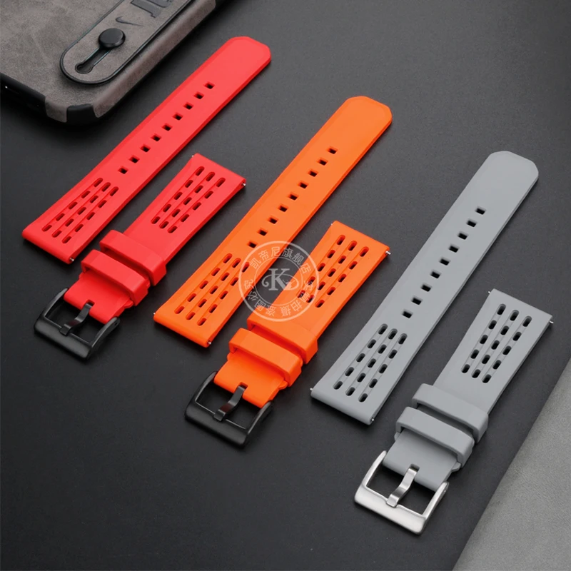 Premium-Grade Porous Structure Quick Release Fluorine Rubber Watch Strap 20mm 22mm New Design FKM Rubber Watch Band