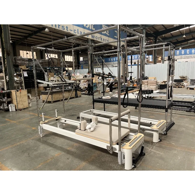 YTYIN طاولة ترابيز محمولة تجارية معدنية بيضاء من الألومنيوم بيلاتيس المصلح #2