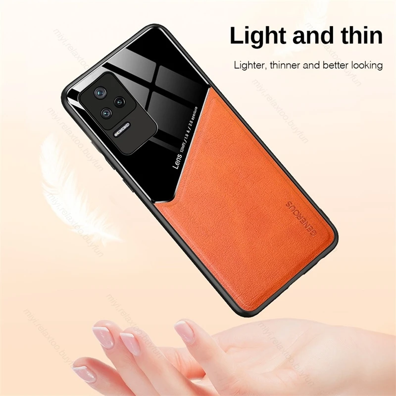 Little Poko F4 5G Case Leather Car Magnetic Holder Cover For Xiaomi Poco F4 F 4 5G 6.67\