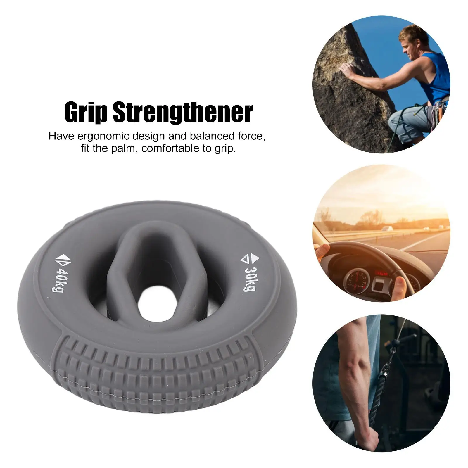 Hand Grip Strengthener Ring - Dual Strength Exerciser with Convex Grain - Durable and Deformation Resistant - for home Workout