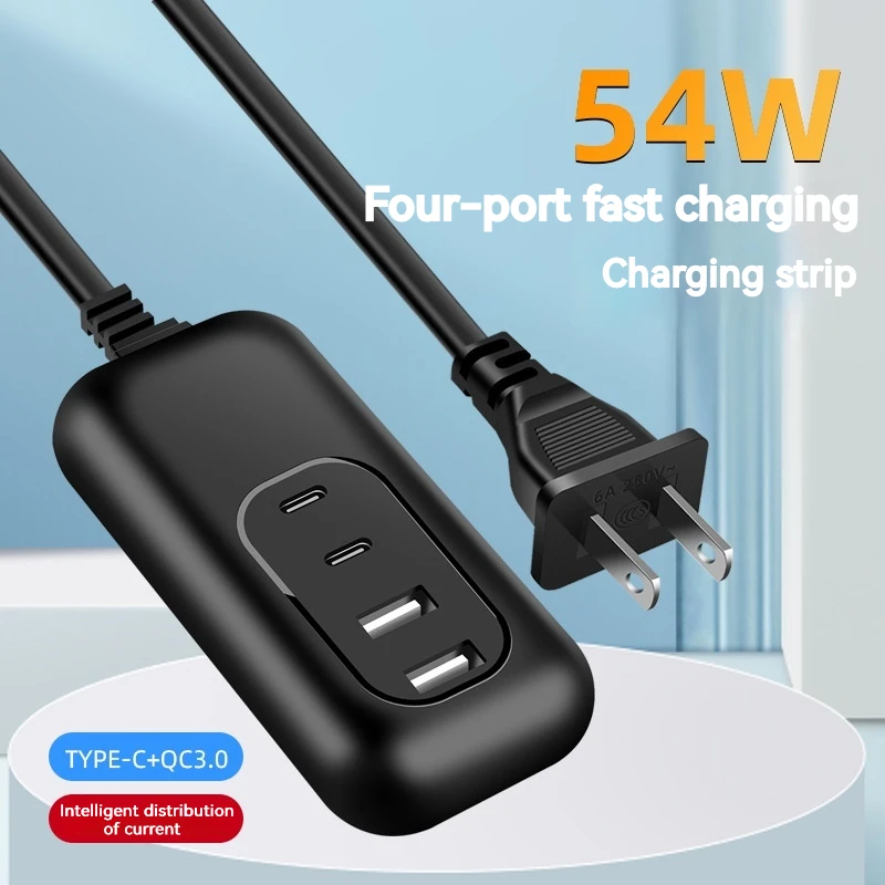 Usb Charger U.s. Eu Specification Multi-Port Pd Usb C Row Plug Fast Charging 54W Socket Computer Mobile Phone Charger