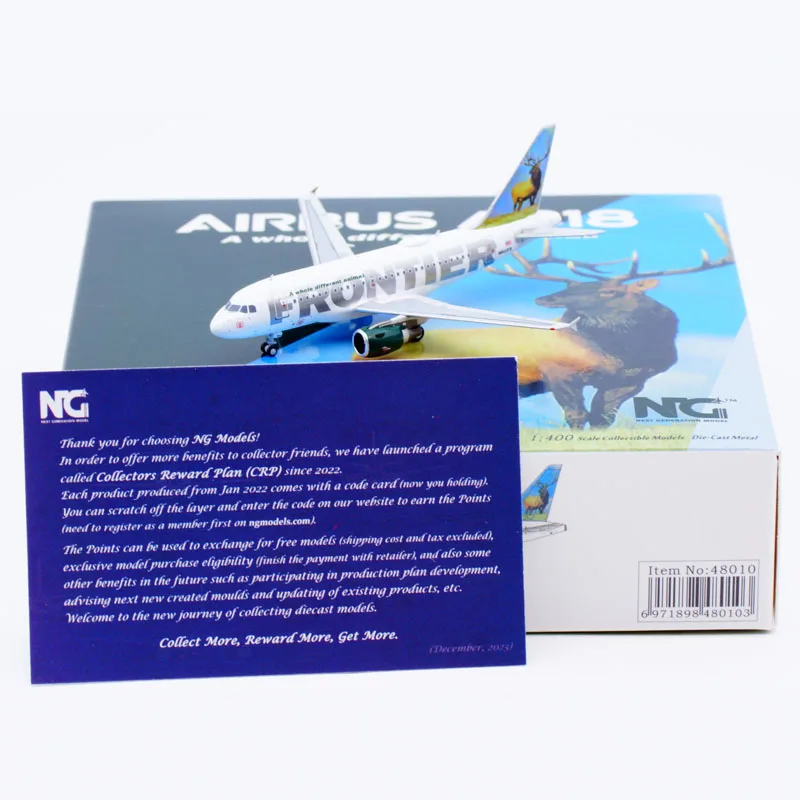 

48010 Alloy Collectible Plane Gift NG Model 1:400 Frontier Airlines Montana the Elk Airbus A318 Diecast Aircraft Model N802FR