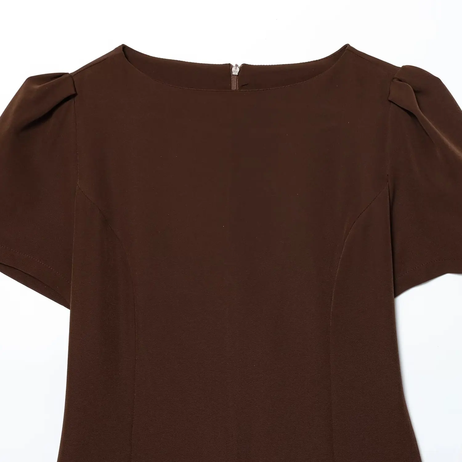 Faionable ort Pleated ket Dr Women's High Waist H-Line Polyester Bubble Sve Regular Thin Ci Commute