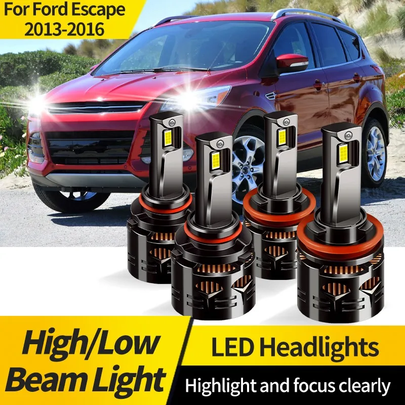 

2PCS Led Headlight Lamps 9005 HB3 Hi/Lo Beam H11 6000K White 12V LED Bulbs For Ford Escape 2013 2014-2016 Car Headlight Bulbs