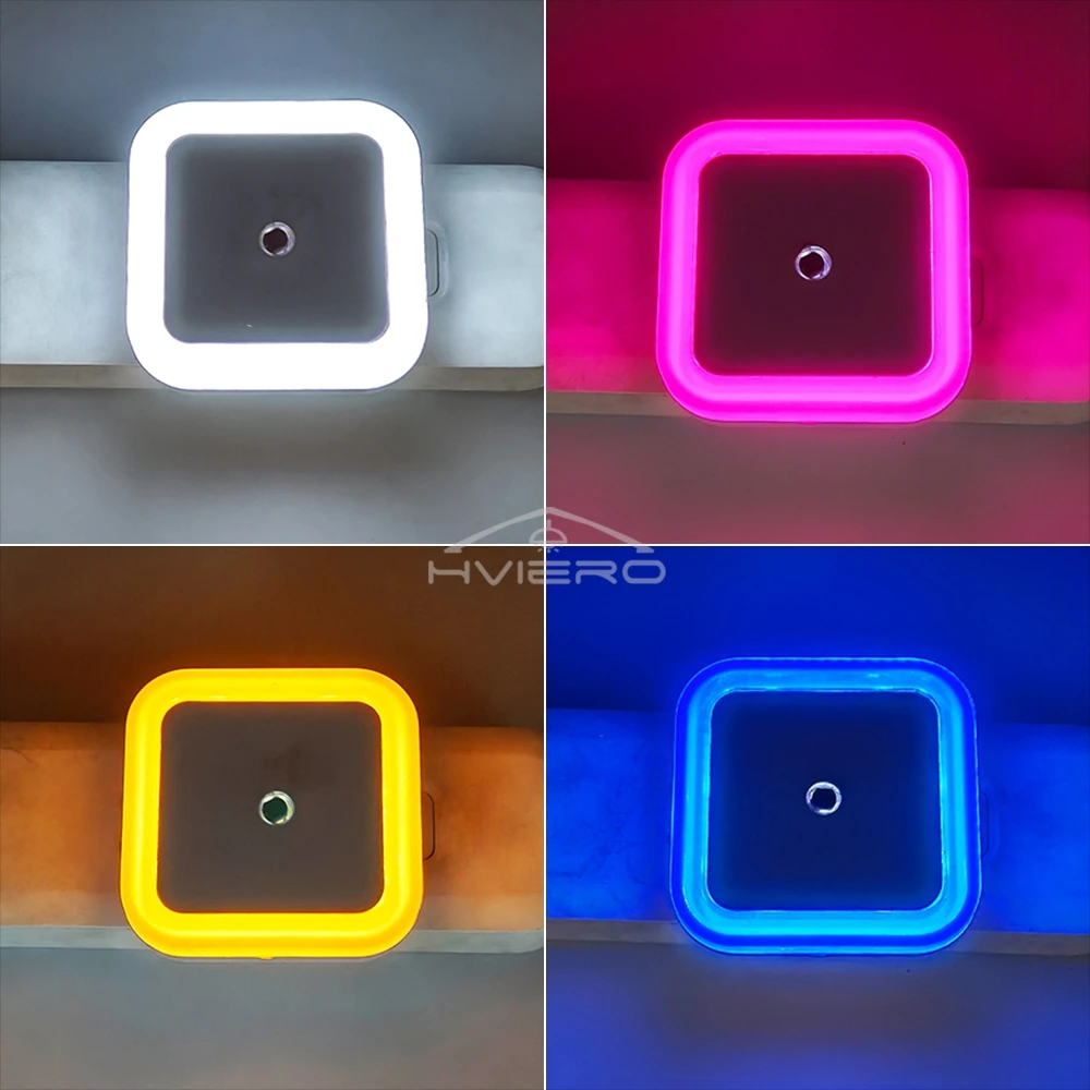Square Night Light LED Intelligent Control Induction Energy-saving Bedside Socket Lamps Room Hallway Toilet Wall Home Lighting