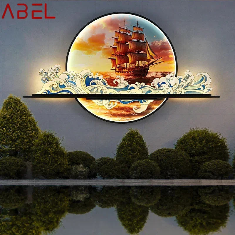 ABEL Solar Outdoor Mural Lamp 1 Meter Diameter Circular Landscape Waterproof Mural  Villa Courtyard Garden Decoration Painting