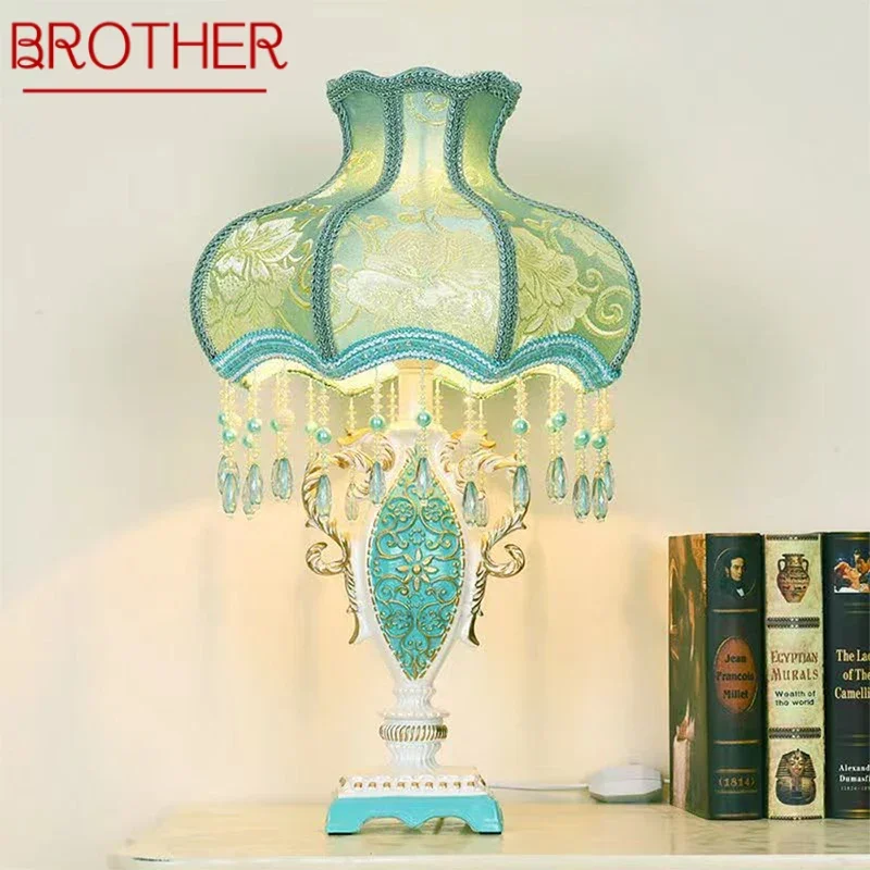 

BROTHER European Table Lamp Luxurious Living Room Bedroom Children's room Study Villa LED Creativity Bedside Desk Light