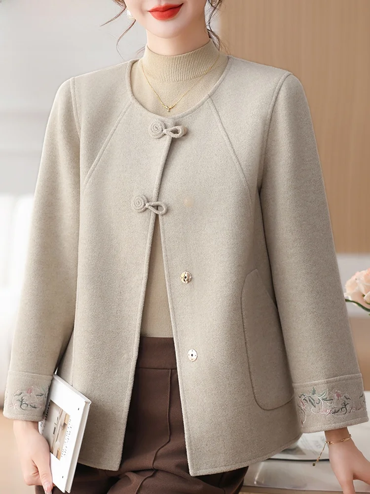 

Ele Woolen Coat New 2025 Spring Autumn Chinese Sle for Mom Middle-Aged And ly Women Faionable And Outerwear