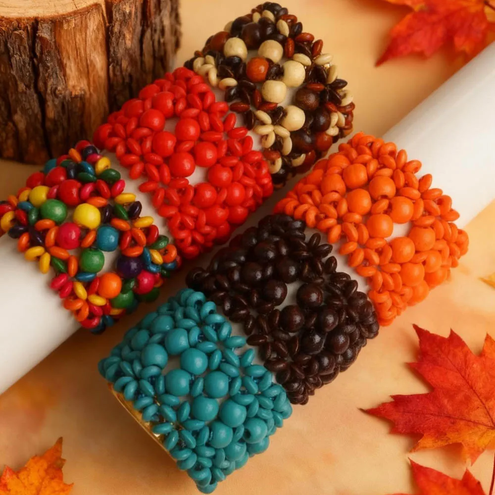 1 قطعة/الوحدة موضة خمر البوهيمي سحر الخرز الخشبي متعدد الألوان مرونة أساور للنساء مجوهرات اكسسوارات الحفلات هدايا