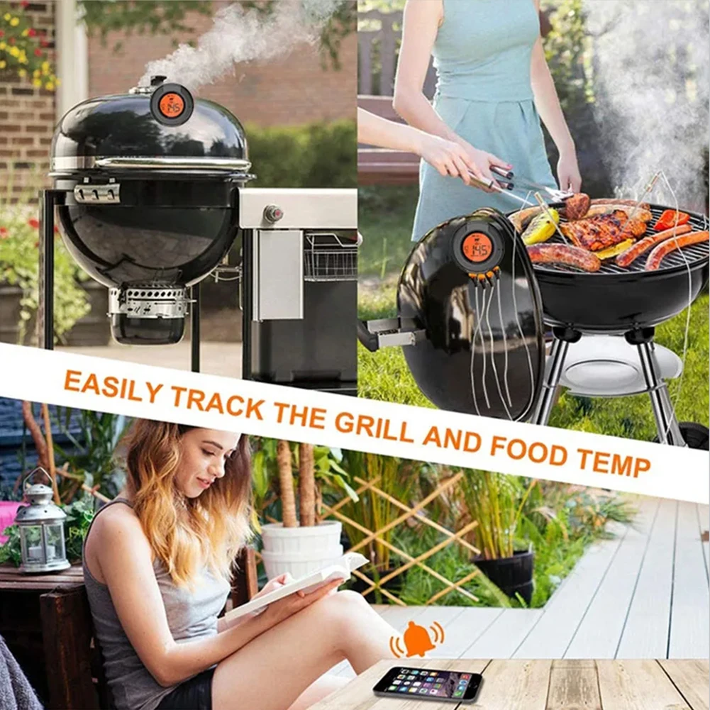 Digital Wireless Bluetooth-compatible Smart Food Meat Thermometer for iOS and for Android for BBQ Charcoal Grill and Oven Smoker