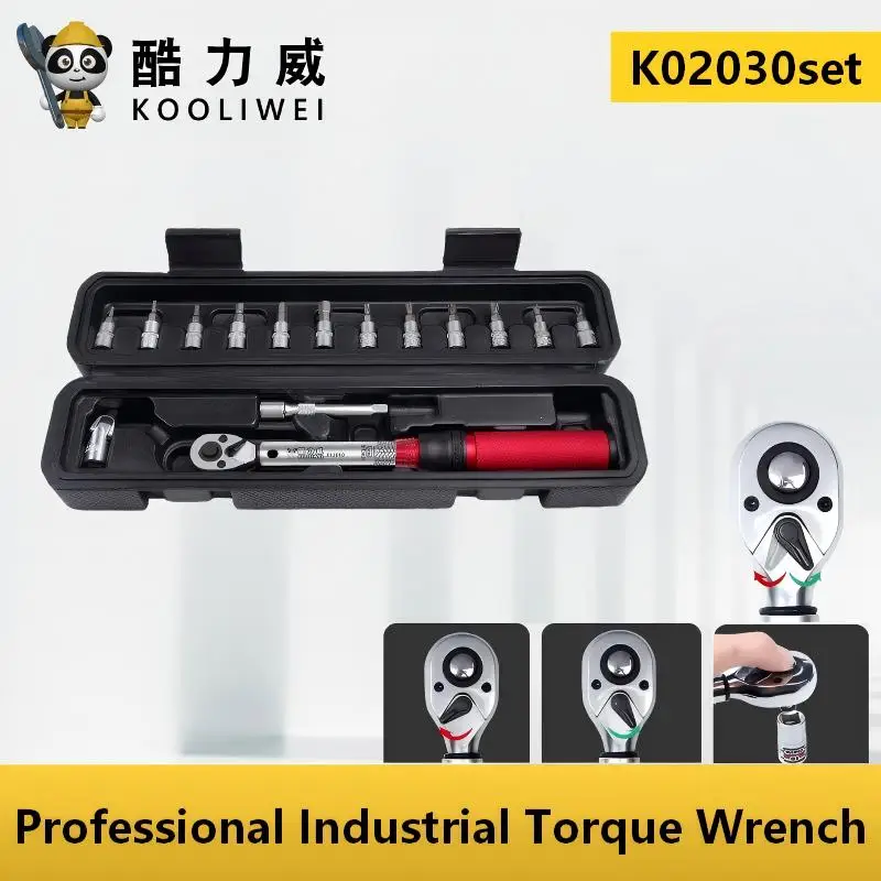 KOOLIWEI 15Pcs Bicycle Torque Wrench Set 2.5‑30Nm 1/4