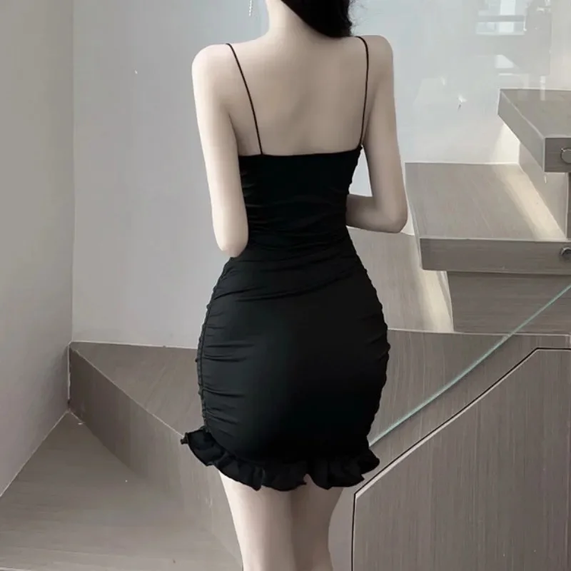 不規則なフリルストラップミニドレスエレガントなファッション衣装ナイトクラブパーティーサマーボディコンドレス Vestidos