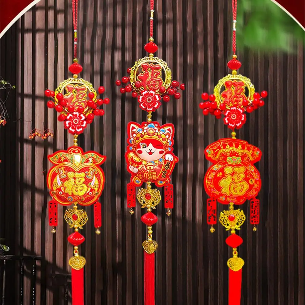 Liontin buah Fu merah Tahun Baru Cina, dengan rumbai 2024 Festival Musim Semi ornamen liontin dekorasi rumah ikan Cina Tradisional